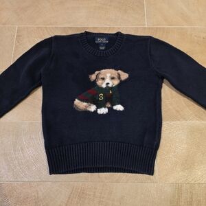 Polo Ralph Lauren Navy Sweater with Puppy Design